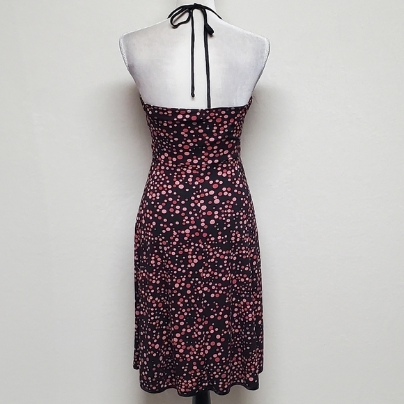 VINTAGE My Michelle Retro Bubble Print Halter Pin-up V-neck A-line Midi Dress - Picture 10 of 14